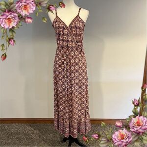 Maurice’s geometric print midi v-neck dress with straps size Medium